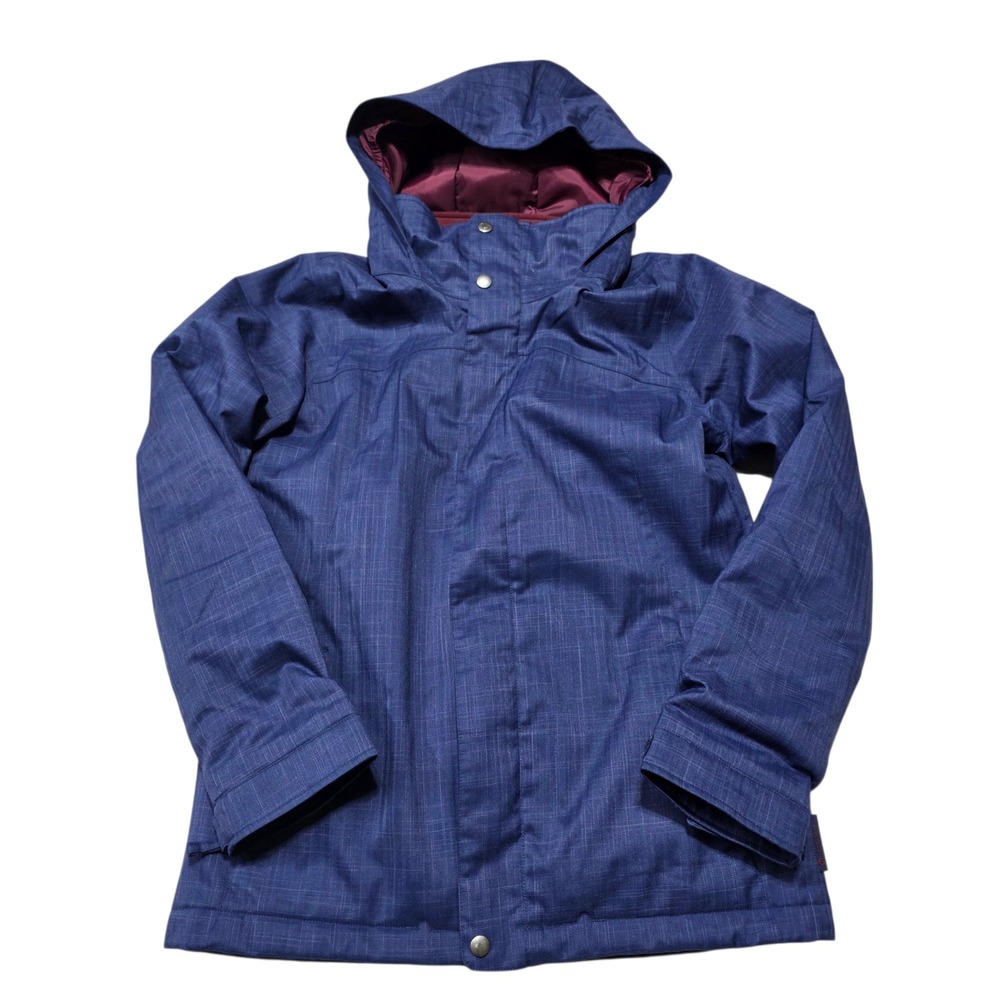 Burton Kids Ski Snowboard Jacket Blue Plaid Hooded Waterproof Insulated XL 18